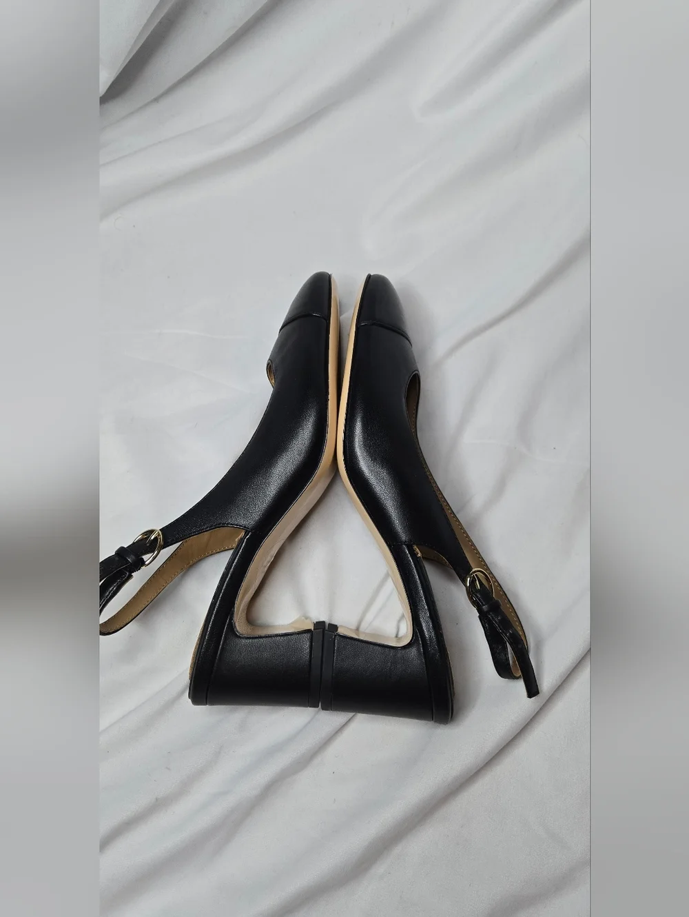 NWOT Quince Italian Black Leather 65MM Cap Toe Slingback Pump Women's 7 - Picture 7 of 12